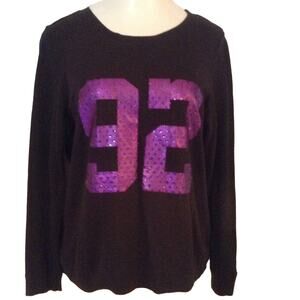 HARD CANDY Black Purple 92 Sweater Sweatshirt Bling Casual Top XL 15 17